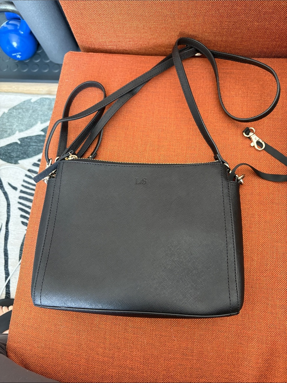 Lo & Sons Pearl Black Saffiano Crossbody Bag